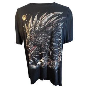 Caballo Black Dragon T Shirt 2 Sided Size XL Black Tee Signed Single Stitch‎ VTG